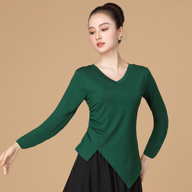 Costum de dans pătrate din țesătură modală, fustă cu volan mare, pentru femei adulte