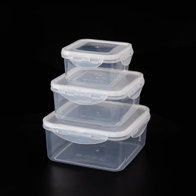 Ορθογώνιο πλαστικό σετ δοχείων συντήρησης φαγητών, χωρητικότητας 1–2 L, κατάλληλο για μικροκύματα, με έναν επίπεδο σχεδιασμό