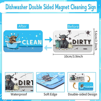 Magnetski znak za perilicu posuđa – Dvostrani indikator čišćenja, mekan magnetski materijal, prilagodljivo, Značka Shengrun