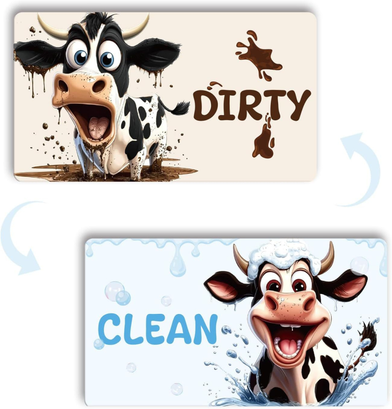 Magnetski znak za perilicu posuđa – Dvostrani indikator čišćenja, mekan magnetski materijal, prilagodljivo, Značka Shengrun