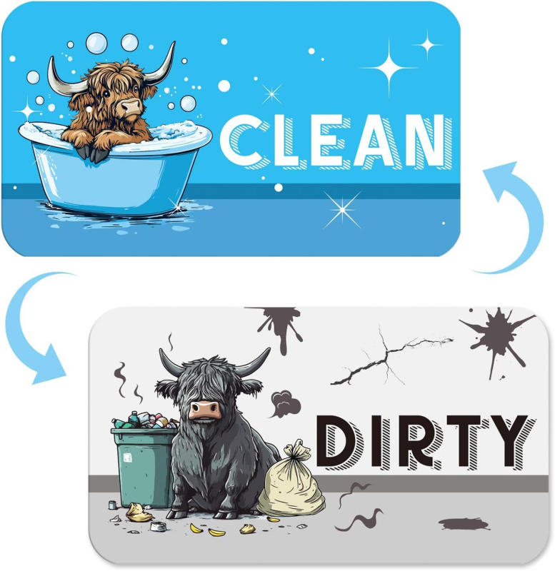 Magnetski znak za perilicu posuđa – Dvostrani indikator čišćenja, mekan magnetski materijal, prilagodljivo, Značka Shengrun