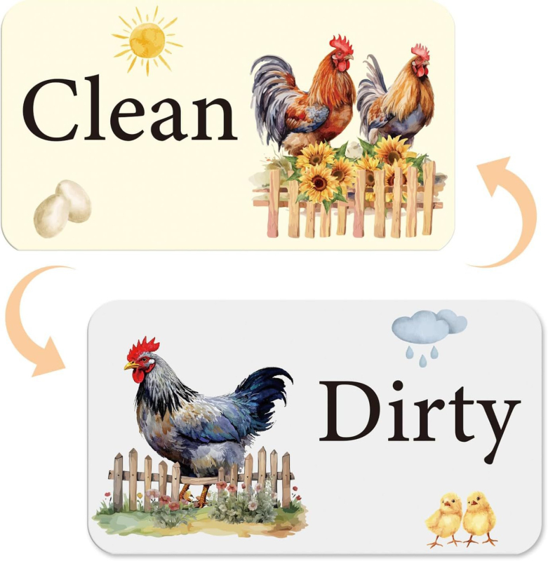 Magnetski znak za perilicu posuđa – Dvostrani indikator čišćenja, mekan magnetski materijal, prilagodljivo, Značka Shengrun