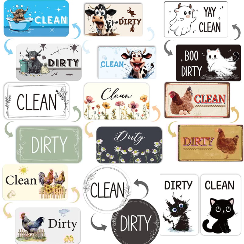 Magnetski znak za perilicu posuđa – Dvostrani indikator čišćenja, mekan magnetski materijal, prilagodljivo, Značka Shengrun