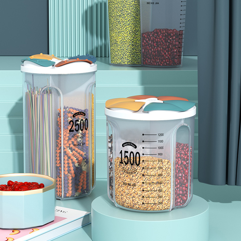 Borcan plastic sigilat pentru cereale – formă neregulată, personalizabil (Material: Plastic; Formă: Neregulată; Personalizabil: Da)