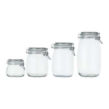 Recipient din sticlă pentru depozitare cu capac – rotund, 800–1000 ml, stil modern minimalist, Hanlin