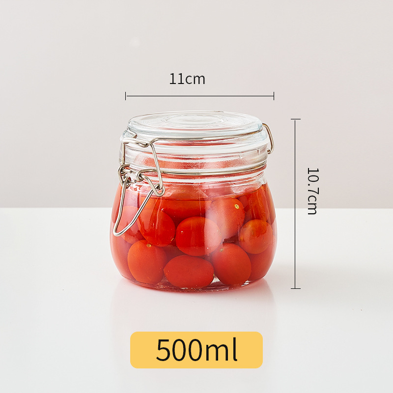 Recipient din sticlă pentru depozitare cu capac – rotund, 800–1000 ml, stil modern minimalist, Hanlin