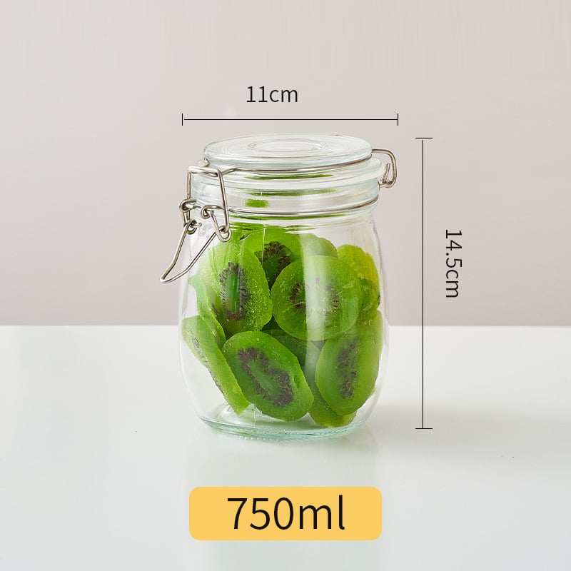 Recipient din sticlă pentru depozitare cu capac – rotund, 800–1000 ml, stil modern minimalist, Hanlin