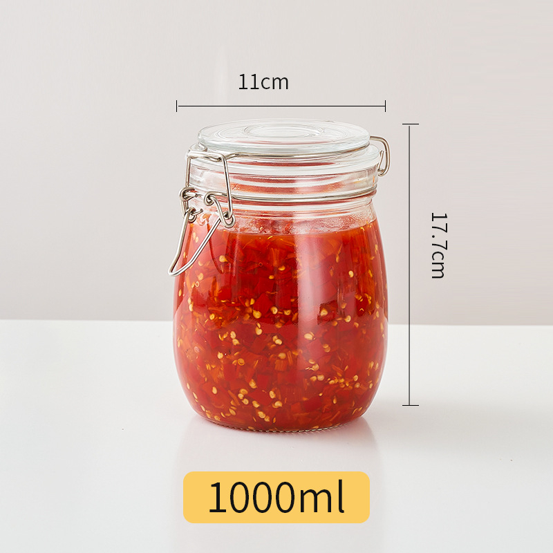 Recipient din sticlă pentru depozitare cu capac – rotund, 800–1000 ml, stil modern minimalist, Hanlin