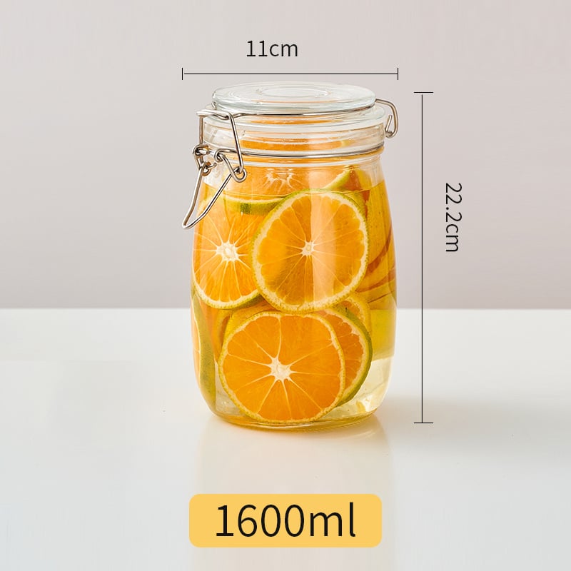 Recipient din sticlă pentru depozitare cu capac – rotund, 800–1000 ml, stil modern minimalist, Hanlin