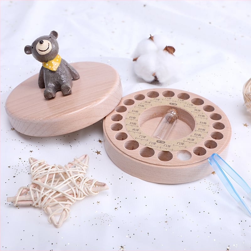 Bukova kutija za prvе zube djeteta s motívom zvjezdanog neba, za dječake i djevojčice