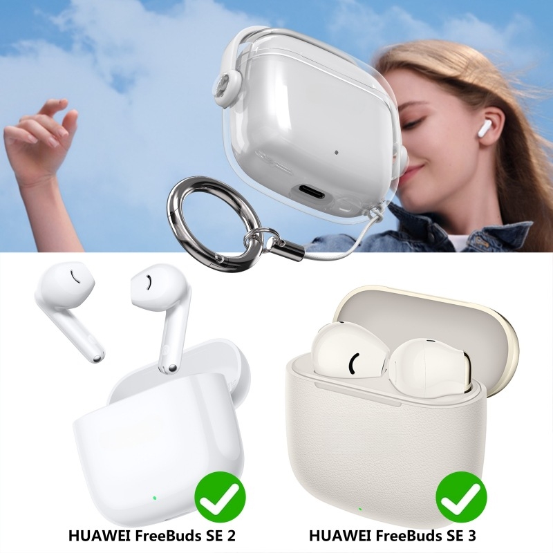 Θήκη προστασίας για Huawei FreeBuds SE – διαφανής, με κλειδαριά, φορητή μαλακή θήκη, υλικό PC/TPU