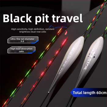 Plută de pescuit pentru drift vertical, material Nano, iluminare LED, utilizare zi-noapte, indicator de mușcă cu schimbare de culoare