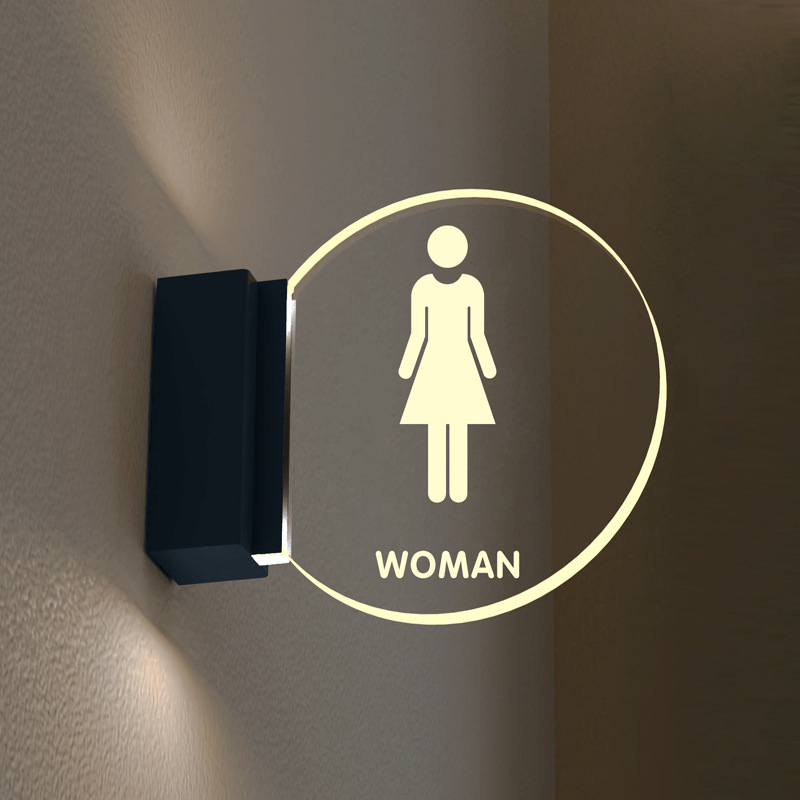 Fürdőszobaajtó jelzés - kétoldalas világító, akril, testreszabható (akril; kétoldalas világító; testreszabható)