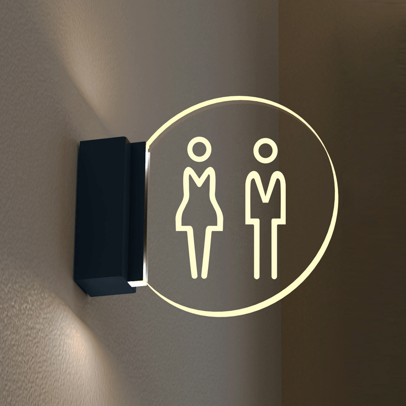 Fürdőszobaajtó jelzés - kétoldalas világító, akril, testreszabható (akril; kétoldalas világító; testreszabható)