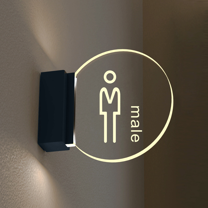 Fürdőszobaajtó jelzés - kétoldalas világító, akril, testreszabható (akril; kétoldalas világító; testreszabható)