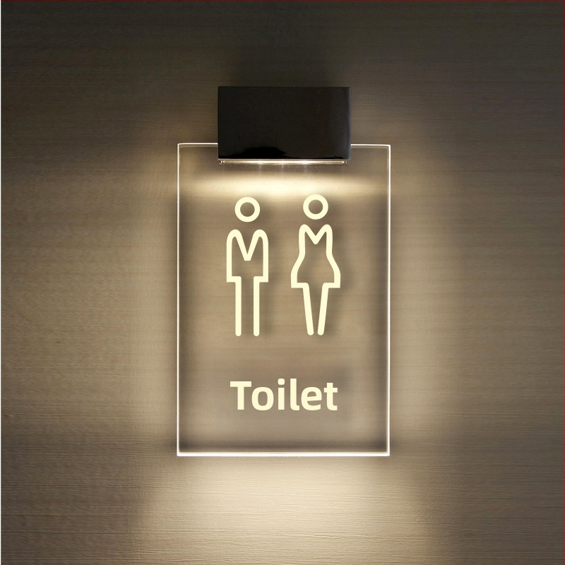 Fürdőszobaajtó jelzés - kétoldalas világító, akril, testreszabható (akril; kétoldalas világító; testreszabható)