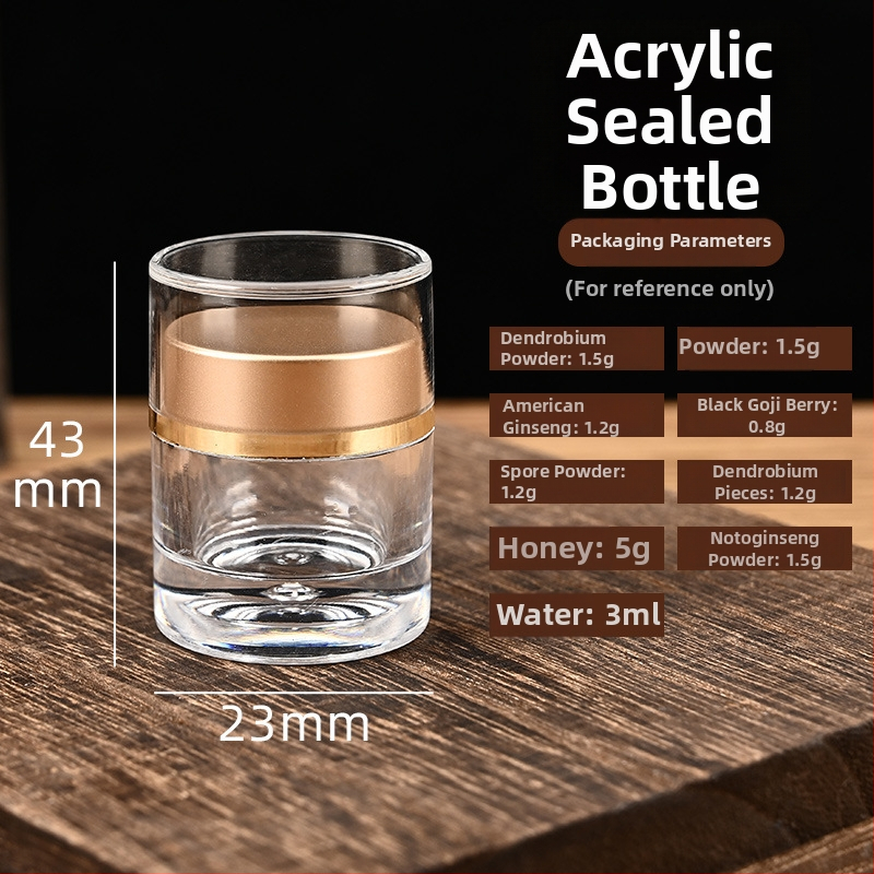 Priehľadná akrylátová fľaštička na kapsule, potravinárska kvalita, pre kapsule Cordyceps, objem 3ml/6ml/13ml/30ml, prispôsobiteľné logo