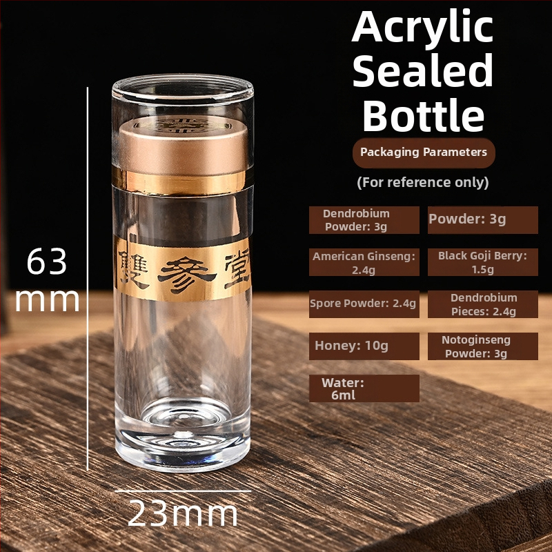 Priehľadná akrylátová fľaštička na kapsule, potravinárska kvalita, pre kapsule Cordyceps, objem 3ml/6ml/13ml/30ml, prispôsobiteľné logo