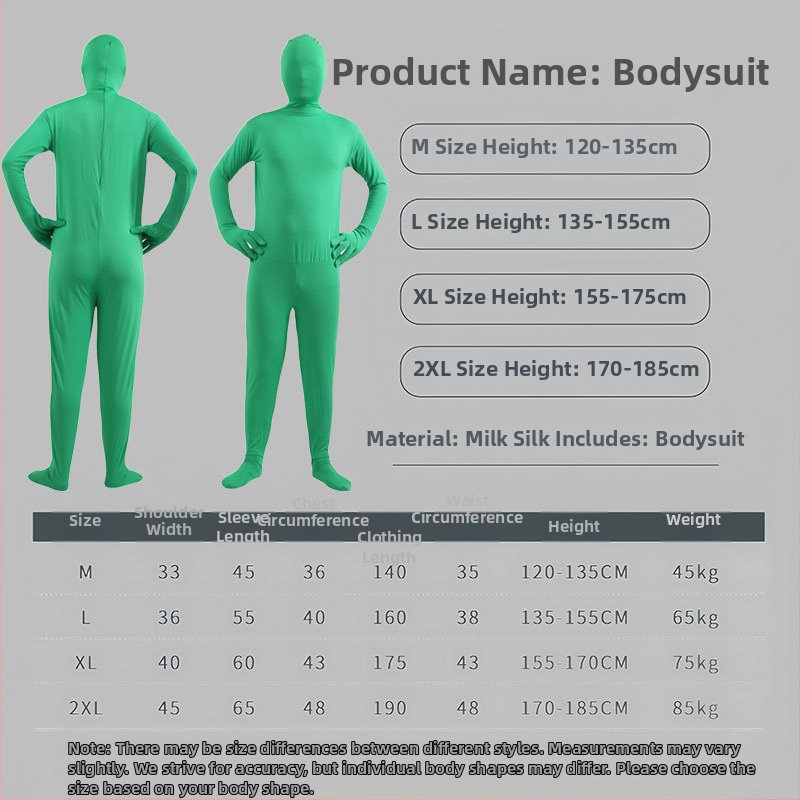 Unisex Halloween cosplay bodi – tkanina mliječne svile, smjesa Spandex-Poliester, jedinstveni komad, bez ovratnika, kazališni kostim