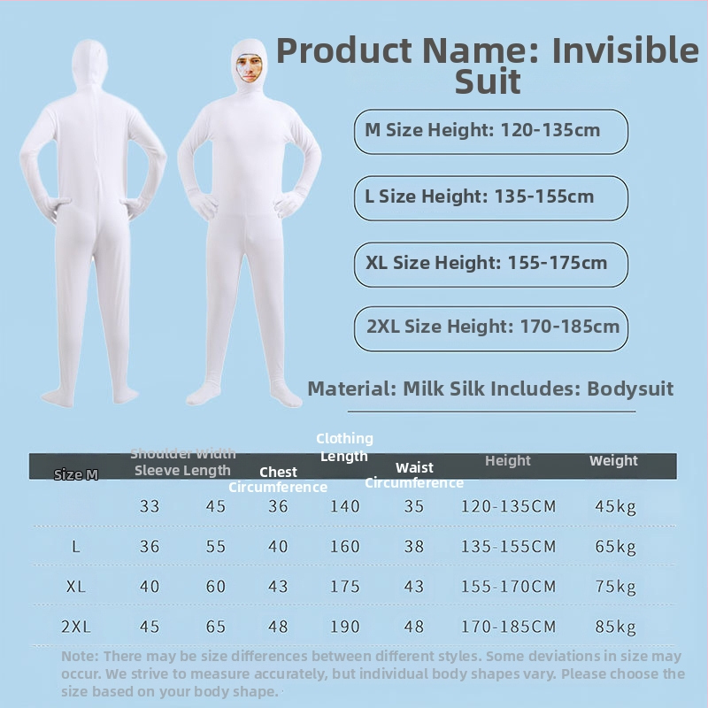 Unisex Halloween cosplay bodi – tkanina mliječne svile, smjesa Spandex-Poliester, jedinstveni komad, bez ovratnika, kazališni kostim