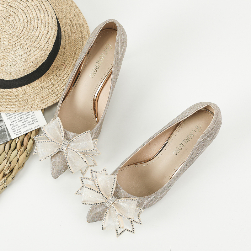 Detachable rhinestone bow shoe flower accessory za žene – Materijal: Fabric Mesh | Model: HS-09 | Stil: rhinestone bow