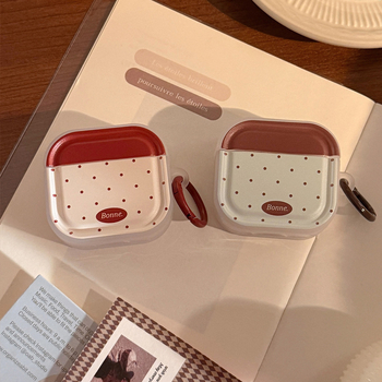AirPods futrola u korejskom stilu s kontrastnim bojama i točkicama, poluprozirna, s prstenom za vješanje