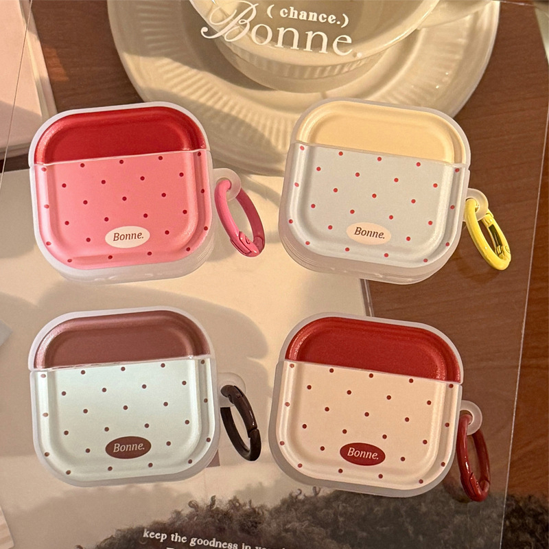 AirPods futrola u korejskom stilu s kontrastnim bojama i točkicama, poluprozirna, s prstenom za vješanje