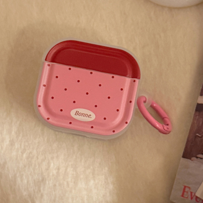 AirPods futrola u korejskom stilu s kontrastnim bojama i točkicama, poluprozirna, s prstenom za vješanje