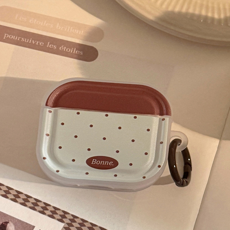 AirPods futrola u korejskom stilu s kontrastnim bojama i točkicama, poluprozirna, s prstenom za vješanje
