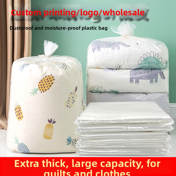 PE plastová taška s plochým otvorom na uskladnenie odevov a prikrývok; zosilnená, s veľkou kapacitou, prachotesná a vodotesná; materiál: plast; proces: blown film; použitie: skladovanie, balenie, sťahovanie a vystlanie kartónov