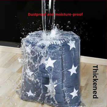 PE plastová taška s plochým otvorom na uskladnenie odevov a prikrývok; zosilnená, s veľkou kapacitou, prachotesná a vodotesná; materiál: plast; proces: blown film; použitie: skladovanie, balenie, sťahovanie a vystlanie kartónov