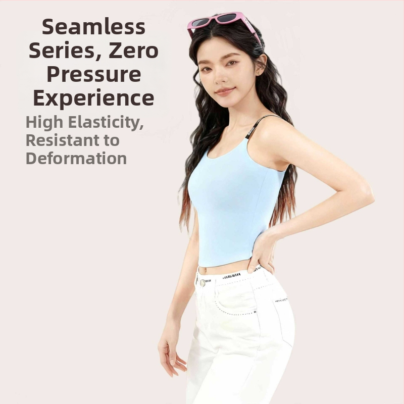 Γυναικείο αθλητικό τοπ χωρίς ραφές με ένα κύπελλο, για τρέξιμο και γιόγκα, γρήγορο στέγνωμα, ύφασμα 60% νάιλον / 40% σπάντεξ, μονόχρωμο μοτίβο