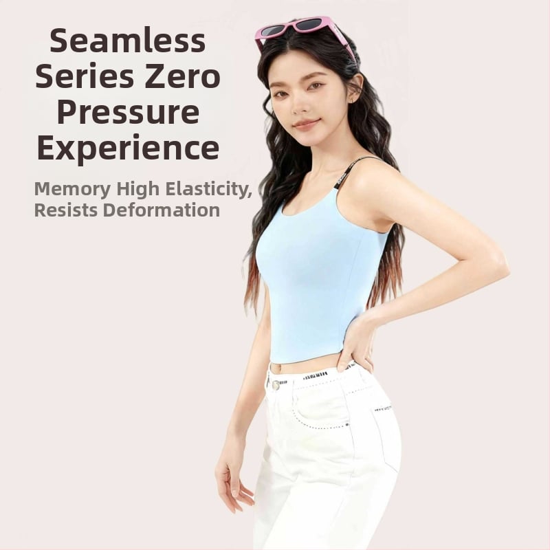 Γυναικείο αθλητικό τοπ χωρίς ραφές με ένα κύπελλο, για τρέξιμο και γιόγκα, γρήγορο στέγνωμα, ύφασμα 60% νάιλον / 40% σπάντεξ, μονόχρωμο μοτίβο