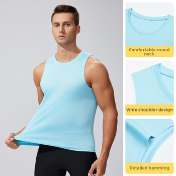 Άνδρας αμάνικος αθλητικός τοπ καλοκαιριού – αναπνεύσιμος πολυεστέρας, γρήγορο στέγνωμα, κατάλληλο για τρέξιμο και προπονήσεις