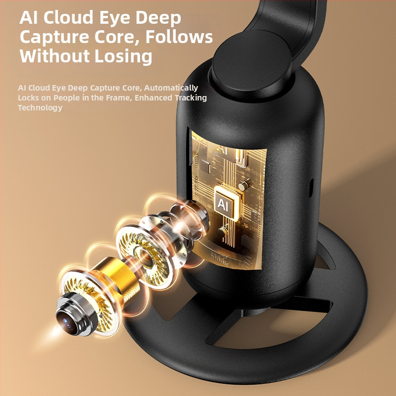 AI praćenje gimbal s prepoznavanjem lica, 360° horizontalna rotacija, stoni stalak, ABS materijal, težina 330 g