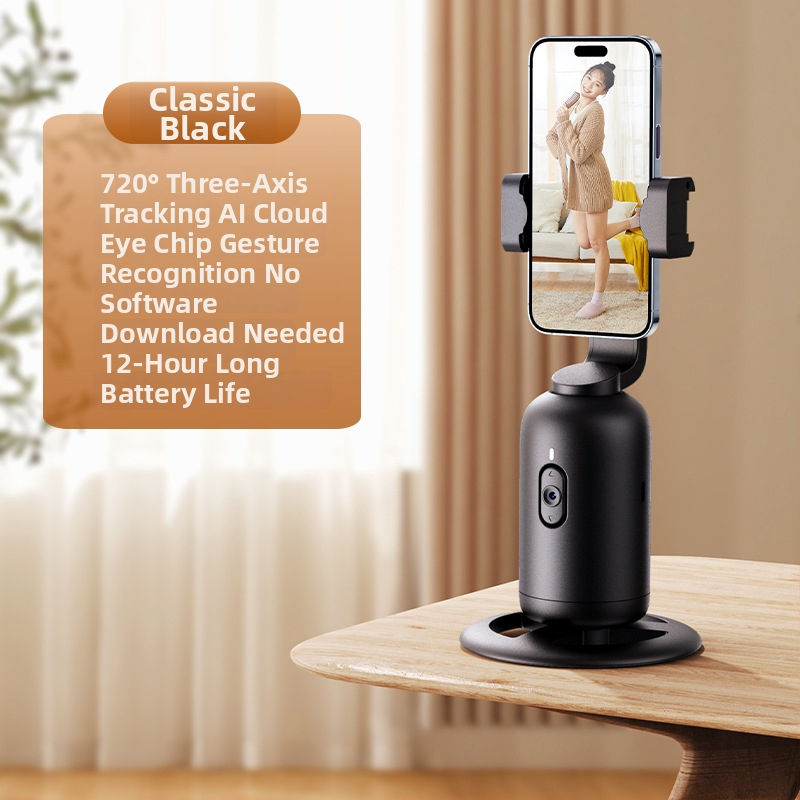 AI praćenje gimbal s prepoznavanjem lica, 360° horizontalna rotacija, stoni stalak, ABS materijal, težina 330 g