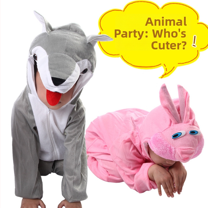 Dječja kazališna odjeća - Crtani stil - Meka kratka pliš materija - Glavni materijal: zecova krzno - Za uzrast 1–3 godine - Dugi rukavi