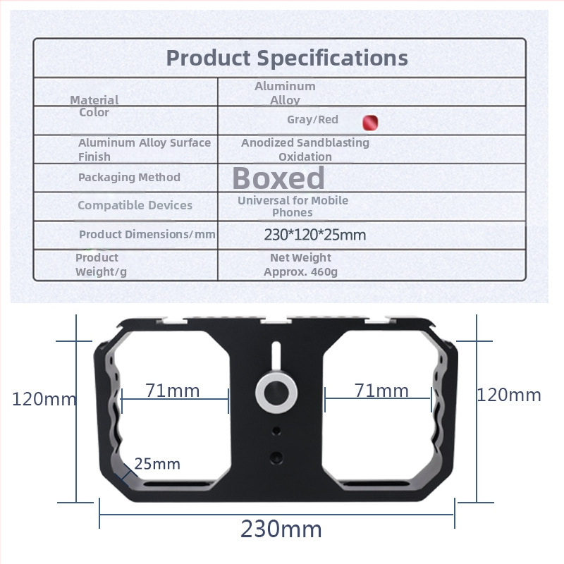 Metalni držač za telefon za vlog i fotografiju, model Phone Cage, aluminijska legura, podrška prilagodbi, ekskluzivan izvor izvoza preko granica