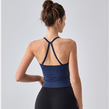 Ženski zimski fleece top za jogu s leđima – brzo sušeći fitness top, duljina u struku, uski kroj, jastučić za prsa uključen