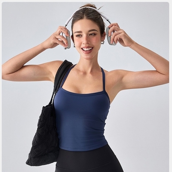 Ženski zimski fleece top za jogu s leđima – brzo sušeći fitness top, duljina u struku, uski kroj, jastučić za prsa uključen