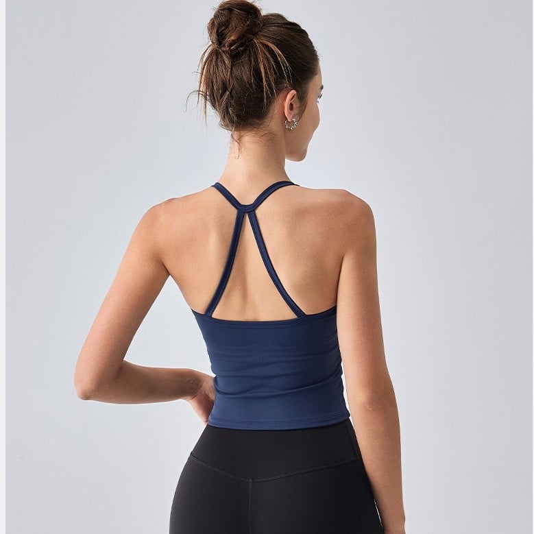 Ženski zimski fleece top za jogu s leđima – brzo sušeći fitness top, duljina u struku, uski kroj, jastučić za prsa uključen