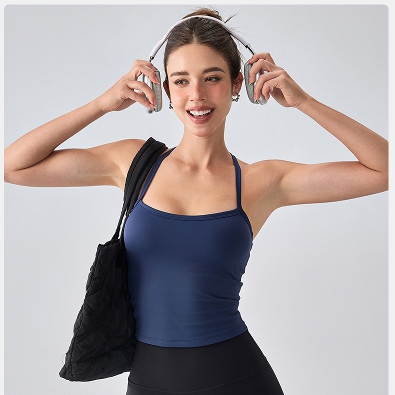 Ženski zimski fleece top za jogu s leđima – brzo sušeći fitness top, duljina u struku, uski kroj, jastučić za prsa uključen