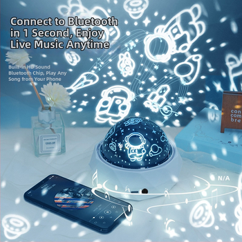 Fantasni astronavt projektor za djecu, noćna svjetiljka sa glazbom, Bluetooth, daljinski upravljač, USB ili ugrađena baterija, bez pametnog upravljanja