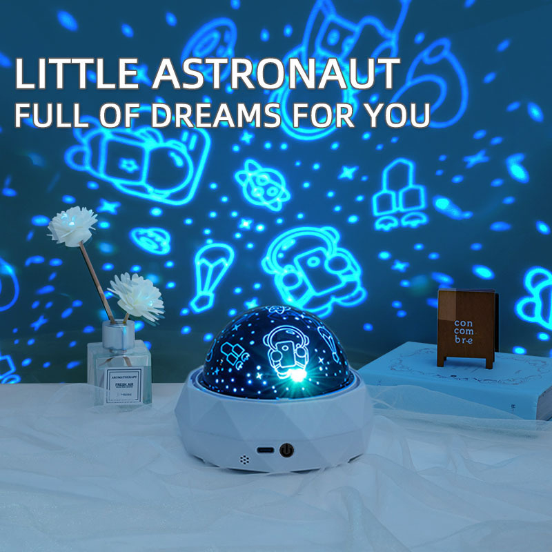 Fantasni astronavt projektor za djecu, noćna svjetiljka sa glazbom, Bluetooth, daljinski upravljač, USB ili ugrađena baterija, bez pametnog upravljanja