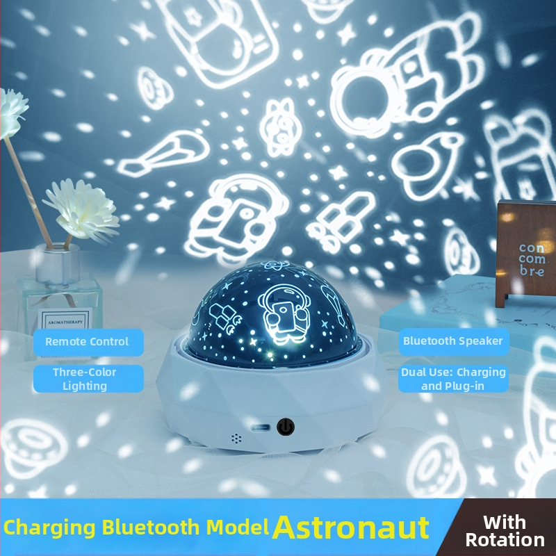 Fantasni astronavt projektor za djecu, noćna svjetiljka sa glazbom, Bluetooth, daljinski upravljač, USB ili ugrađena baterija, bez pametnog upravljanja