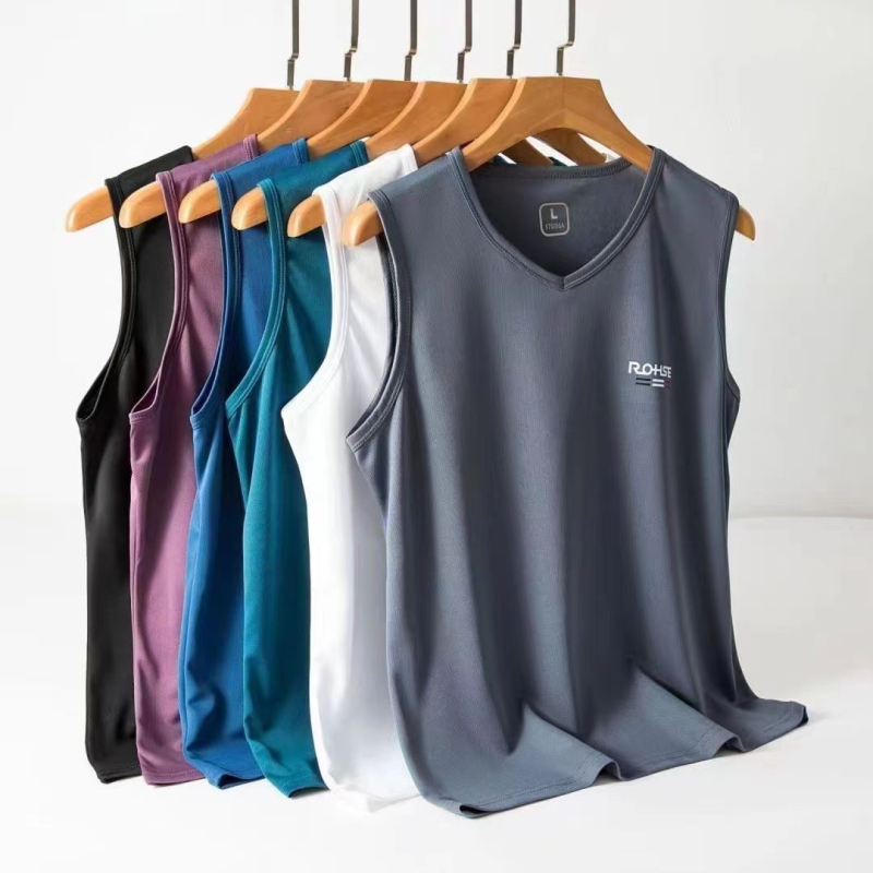 Muški bezruk sportski top od Ice Silk, poliester 95–100%, V-izrez, srednja debljina 181–200 g/m2, ljeto 2024