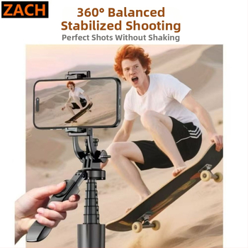 ZACH Подова стойка за телефон с Bluetooth, поп-изтеглящ се селфи стика и стабилизатор за снимане и лайв, осветление, универсална съвместимост