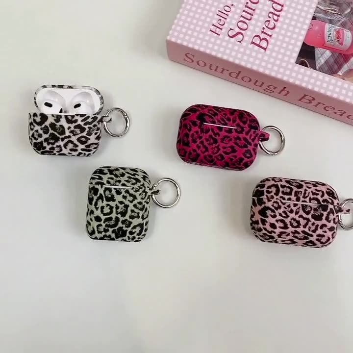 Θήκη AirPods με λεοπάρ μοτίβο, μαλακό σιλικόνη, πλήρης προστασία, στυλ καρτούν, εκτύπωση, συμβατή με Apple, υποστηρίζει προσαρμογή, για AirPods 1/2 και 4ης γενιάς