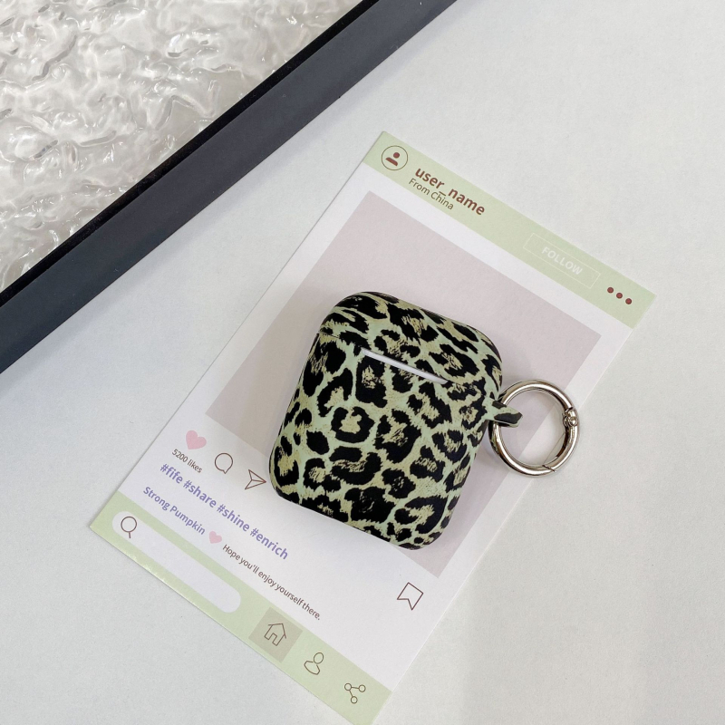 Θήκη AirPods με λεοπάρ μοτίβο, μαλακό σιλικόνη, πλήρης προστασία, στυλ καρτούν, εκτύπωση, συμβατή με Apple, υποστηρίζει προσαρμογή, για AirPods 1/2 και 4ης γενιάς