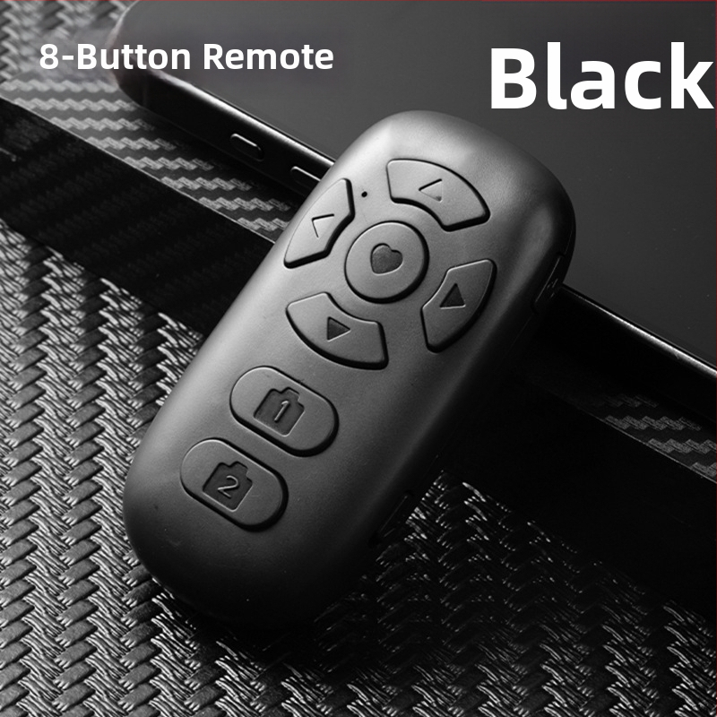 8-tlačkové Bluetooth diaľkové ovládanie (nabíjacia verzia) pre telefón – ovládanie selfie, prechod strán, krátke videá, USB-C nabíjanie, 55 mAh batéria, dosah 10 m, Android/iOS kompatibilný